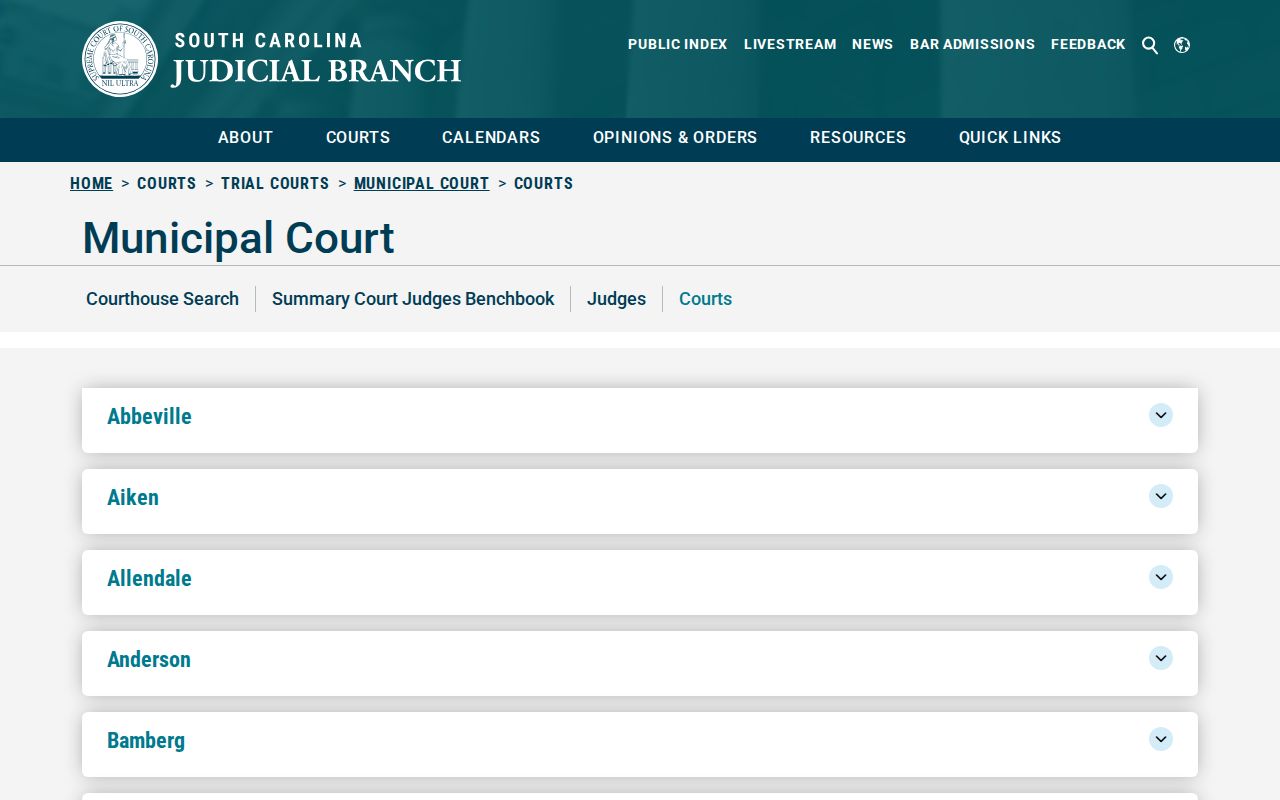 Kershaw County Judicial Branch directory for Bethune criminal court records