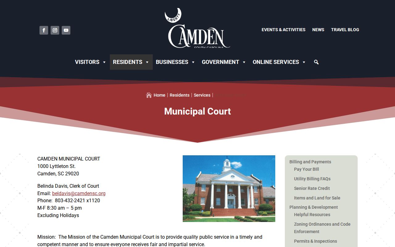 Camden Municipal Court contact for Camden criminal records
