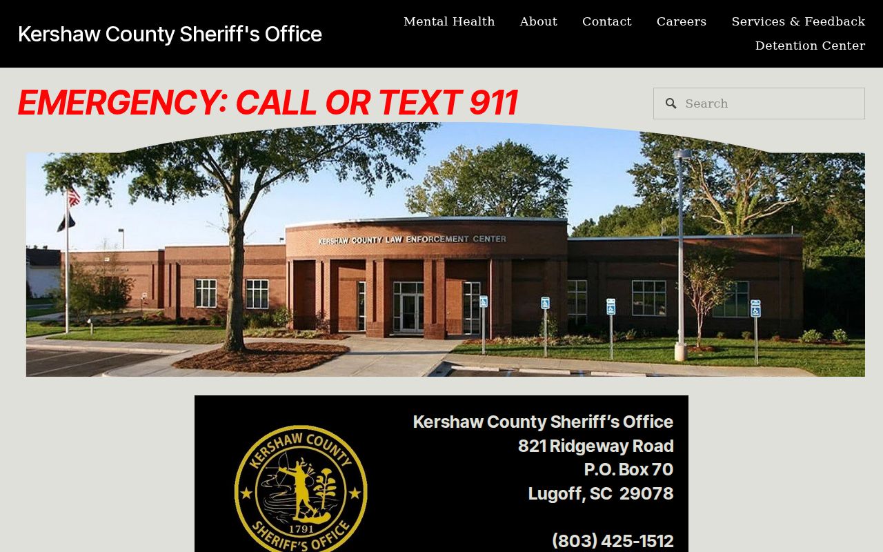 Kershaw County Sheriff's Office criminal records unit